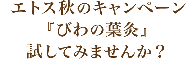 エトス秋のキャンペーン「びわの葉灸」試してみませんか？